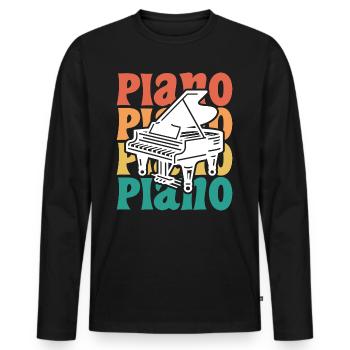 Piano Vintage Musicien Pianiste - T-shirt manches longues Premium bio Homme - noir - Devant - Nico (187cm)