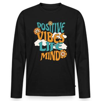 Rétro Slogan Femme Positive - T-shirt manches longues Premium bio Homme - noir - Devant - Nico (187cm)