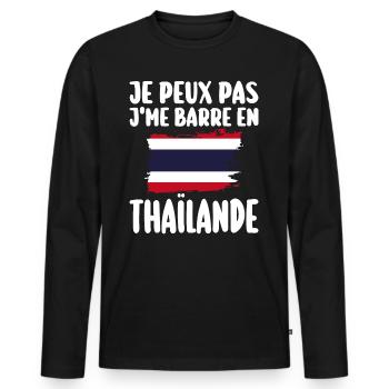 J'Me Barre En Thaïlande Voyage Cadeau - T-shirt manches longues Premium bio Homme - noir - Devant - Nico (187cm)