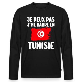 J'Me Barre En Tunisie Voyage Cadeau - T-shirt manches longues Premium bio Homme - noir - Devant - Nico (187cm)