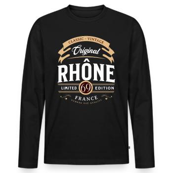 Rhône Département France - T-shirt manches longues Premium bio Homme - noir - Devant - Nico (187cm)