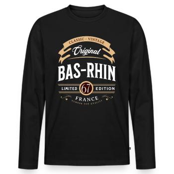 Bas-Rhin Département France - T-shirt manches longues Premium bio Homme - noir - Devant - Nico (187cm)