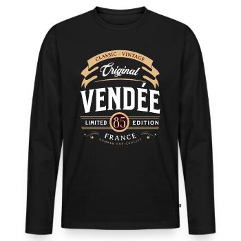 Vendée Département France - T-shirt manches longues Premium bio Homme - noir - Devant - Nico (187cm)