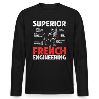 Humour Cadeau Chien Bouledogue Français - T-shirt manches longues Premium bio Homme - noir - Devant - Nico (187cm)