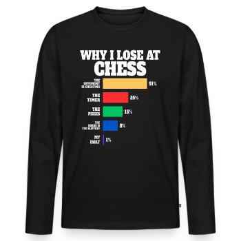 Échecs Joueur Humour Échecs - T-shirt manches longues Premium bio Homme - noir - Devant - Nico (187cm)