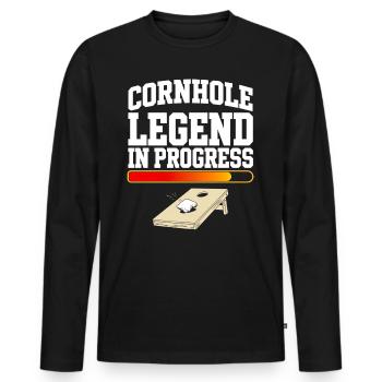 Cornhole Legend Running Cornhole - Männer Premium Bio Langarmshirt - Schwarz - Vorne - Nico (187cm)