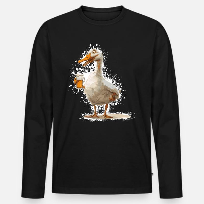 Gans Bier Lustig - Männer Premium Bio Langarmshirt - Schwarz