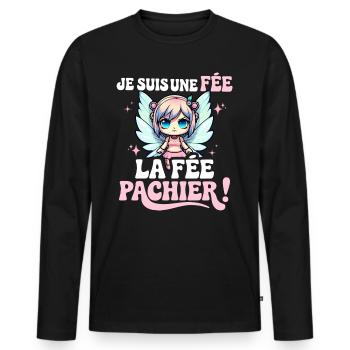 Je Suis Une Fée Pachier Femme Humour - T-shirt manches longues Premium bio Homme - noir - Devant - Nico (187cm)