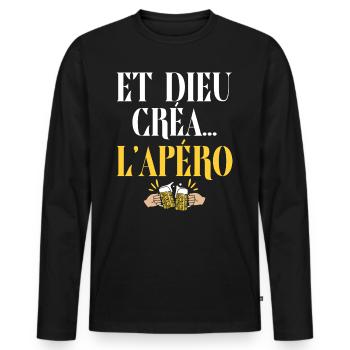 Et Dieu Créa Apéro Humour - T-shirt manches longues Premium bio Homme - noir - Devant - Nico (187cm)