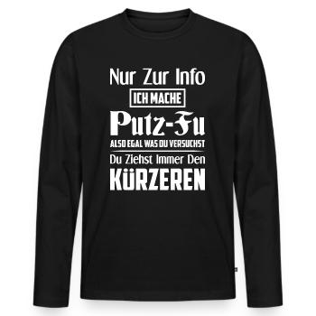 Nettoyage femme de ménage - T-shirt manches longues Premium bio Homme - noir - Devant - Nico (187cm)