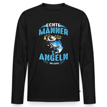 Angeln Angler Fischer Fischen - Männer Premium Bio Langarmshirt - Schwarz - Vorne - Nico (187cm)