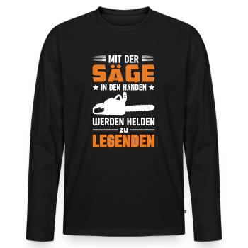 Motorsäge Waldarbeiter Wald - Männer Premium Bio Langarmshirt - Schwarz - Vorne - Nico (187cm)