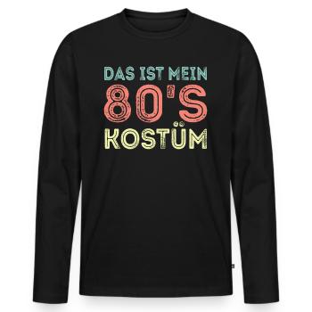 80er Jahre Kostüm - Männer Premium Bio Langarmshirt - Schwarz - Vorne - Nico (187cm)