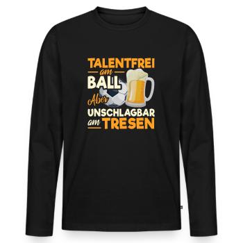 Fußball Kreisliga Bier saufen - Männer Premium Bio Langarmshirt - Schwarz - Vorne - Nico (187cm)
