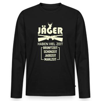 Jäger Jagd Spruch Geschenk - Männer Premium Bio Langarmshirt - Schwarz - Vorne - Nico (187cm)