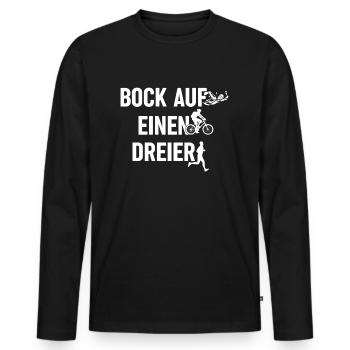 Triathlon Triathlet Witz - Männer Premium Bio Langarmshirt - Schwarz - Vorne - Nico (187cm)