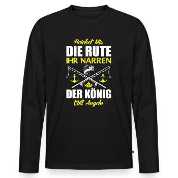 Fishing rod gift angler - Men's Premium Organic Long Sleeve Shirt - black - Front - Nico (187cm)