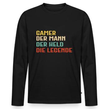 Gaming Der Mann Der Held Die Legende - Gamer - Männer Premium Bio Langarmshirt - Schwarz - Vorne - Nico (187cm)