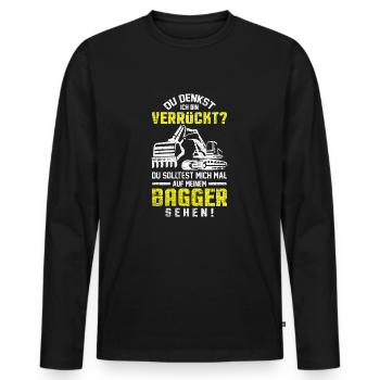 Baggerfahrer - Männer Premium Bio Langarmshirt - Schwarz - Vorne - Nico (187cm)