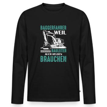 Baggerfahrer Bagger - Männer Premium Bio Langarmshirt - Schwarz - Vorne - Nico (187cm)
