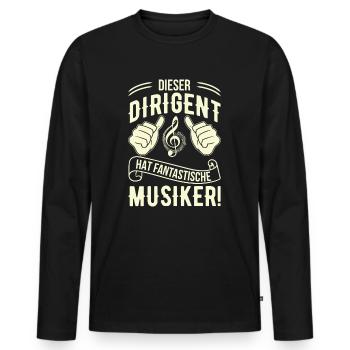 Dirigent - Männer Premium Bio Langarmshirt - Schwarz - Vorne - Nico (187cm)