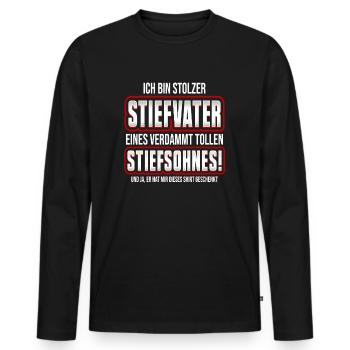 Stiefvater Vater Stiefsohn - Männer Premium Bio Langarmshirt - Schwarz - Vorne - Nico (187cm)