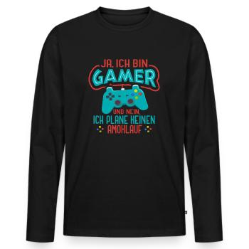 Gamer Gaming Zocker - Männer Premium Bio Langarmshirt - Schwarz - Vorne - Nico (187cm)