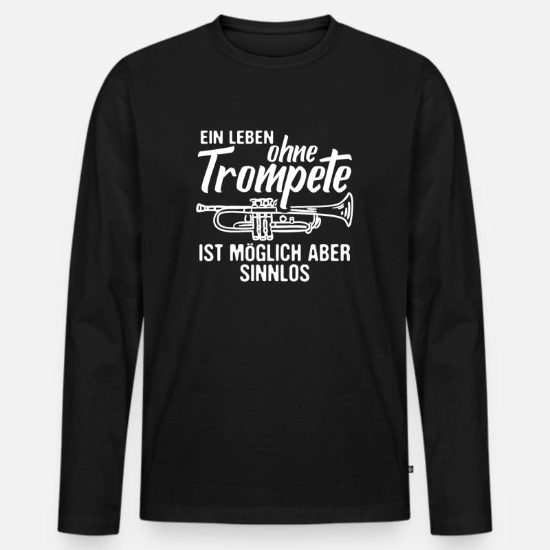 Trompete - Männer Premium Bio Langarmshirt - Schwarz