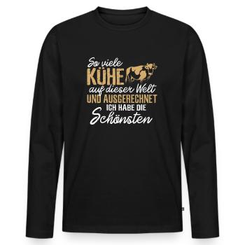 Kühe Bauer Farmer - Männer Premium Bio Langarmshirt - Schwarz - Vorne - Nico (187cm)