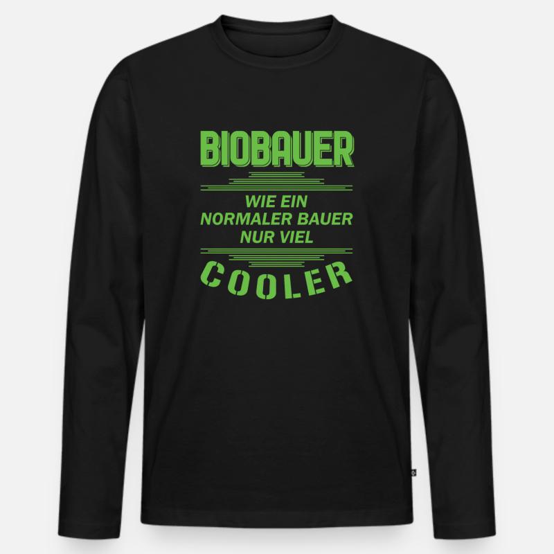 Bauer Biobauer Farmer - Männer Premium Bio Langarmshirt - Schwarz