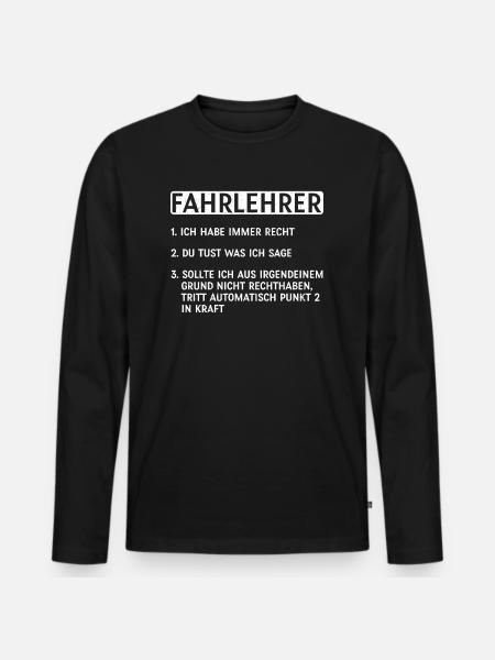Fahrschule Fahrlehrer - Männer Premium Bio Langarmshirt - Schwarz