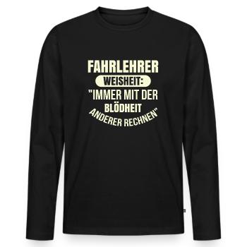 Fahrlehrer Fahrschule - Männer Premium Bio Langarmshirt - Schwarz - Vorne - Nico (187cm)