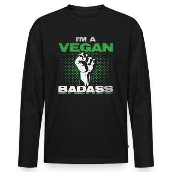 Vegan Veganer Veganerin - Männer Premium Bio Langarmshirt - Schwarz - Vorne - Nico (187cm)