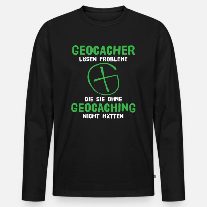 Geocaching Geocacher Schatzsuche - Männer Premium Bio Langarmshirt - Schwarz