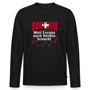 Schweizer Schweizerdeutsch Schweiz - Männer Premium Bio Langarmshirt - Schwarz - Vorne - Nico (187cm)