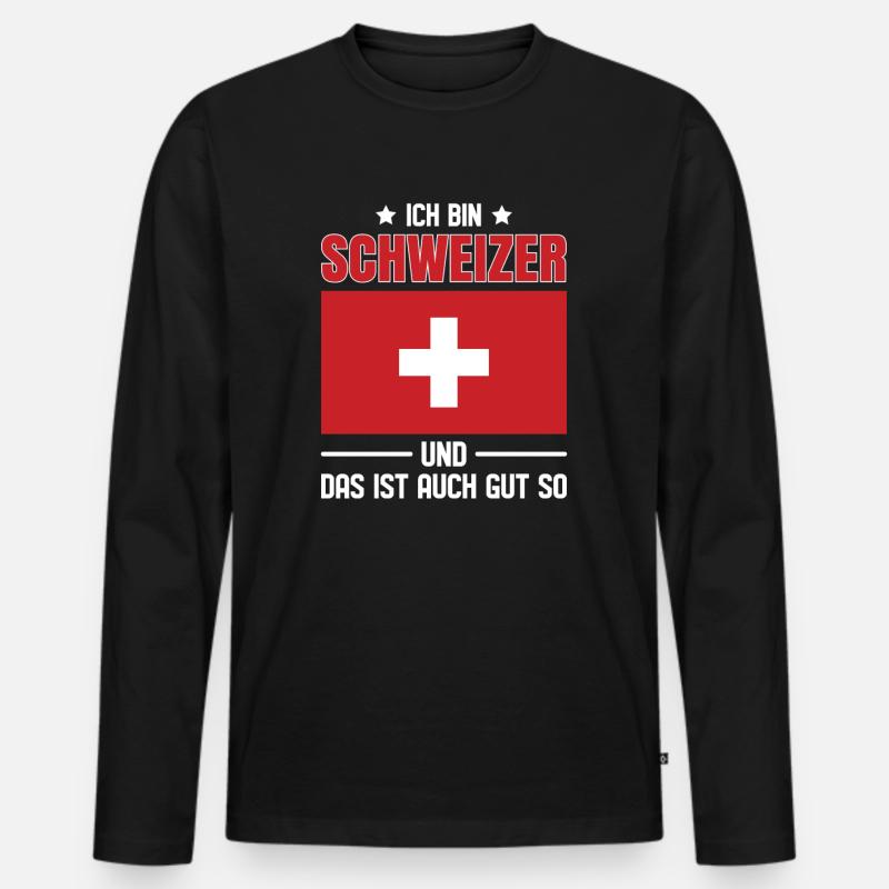 Schweizerdeutsch Schweizer Schweiz - Männer Premium Bio Langarmshirt - Schwarz