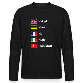 Schweiz Schweizerdeutsch Dialekt - Männer Premium Bio Langarmshirt - Schwarz - Vorne - Nico (187cm)