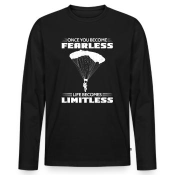 Skydiver Fallschirmspringer Fallschirmspringen - Männer Premium Bio Langarmshirt - Schwarz - Vorne - Nico (187cm)