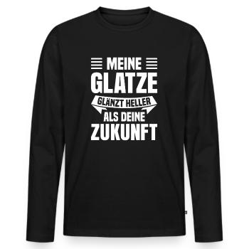 Glatze Glatzkopf Glatzenträger - Männer Premium Bio Langarmshirt - Schwarz - Vorne - Nico (187cm)