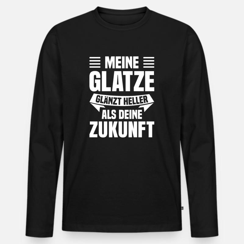 Glatze Glatzkopf Glatzenträger - Männer Premium Bio Langarmshirt - Schwarz