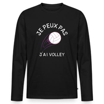 Je Peux Pas J'Ai Volley - T-shirt manches longues Premium bio Homme - noir - Devant - Nico (187cm)