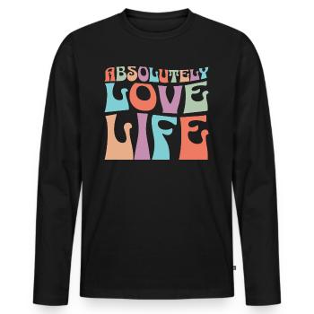 J'Aime Absolument Ma Vie Citation Positive - T-shirt manches longues Premium bio Homme - noir - Devant - Nico (187cm)