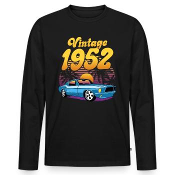Retro Anniversary 1952 70 Years Anniversary - Men's Premium Organic Long Sleeve Shirt - black - Front - Nico (187cm)