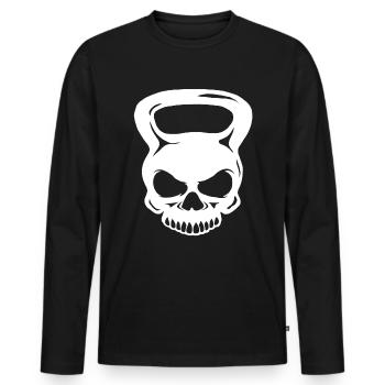 Totenkopf Kettlebell - Männer Premium Bio Langarmshirt - Schwarz - Vorne - Nico (187cm)