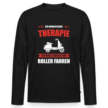 Keine Therapie einfach Roller fahren - Männer Premium Bio Langarmshirt - Schwarz - Vorne - Nico (187cm)