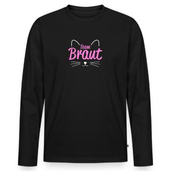 Katze Braut JGA Junggesellenabschied - Männer Premium Bio Langarmshirt - Schwarz - Vorne - Nico (187cm)
