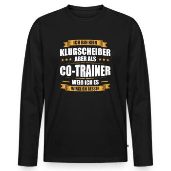 Kein Klugscheißer Co-Trainer weiß - Männer Premium Bio Langarmshirt - Schwarz - Vorne - Nico (187cm)