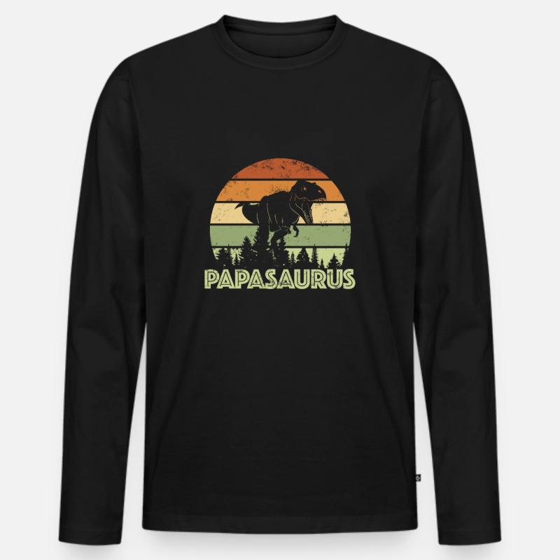 Papasaurus - Männer Premium Bio Langarmshirt - Schwarz