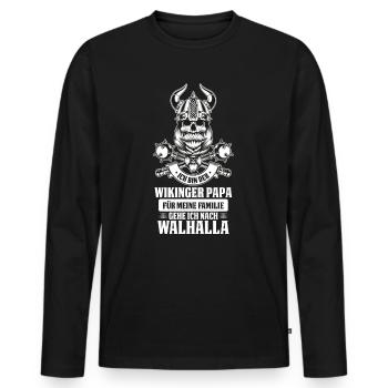 Wikinger Papa Vater Vatertag Familie Walhalla - Männer Premium Bio Langarmshirt - Schwarz - Vorne - Nico (187cm)