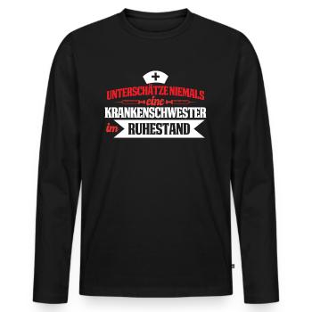 Krankenschwester im Ruhestand Rente Oma - Männer Premium Bio Langarmshirt - Schwarz - Vorne - Nico (187cm)